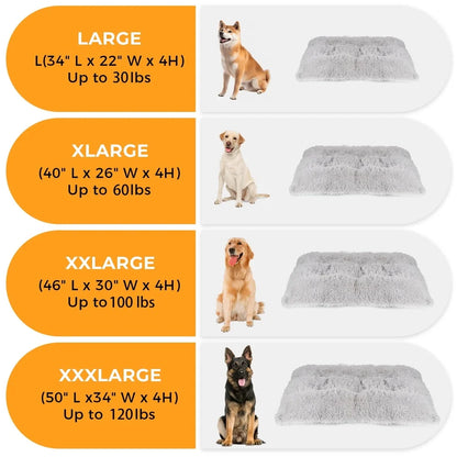 Large Dog Bed Fluffy Plush Washable Non-Slip Bottom