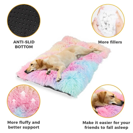 Large Dog Bed Fluffy Plush Washable Non-Slip Bottom