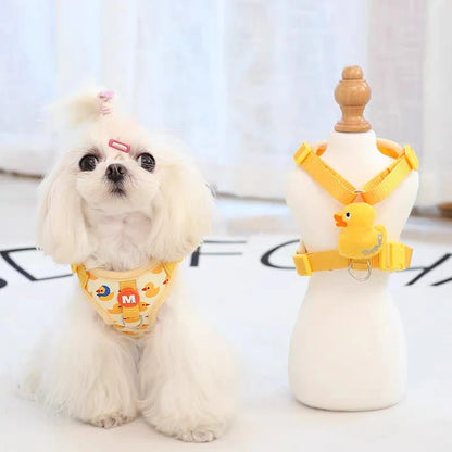 Cartoon Duck Dog Adjustable Harness and Leash