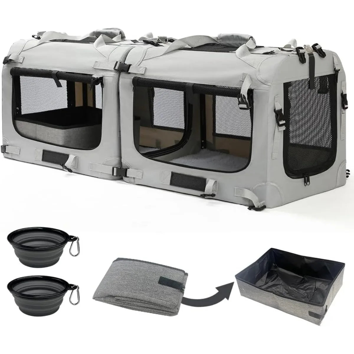 Foldable Pet Carrier for Car Travel, Accessories