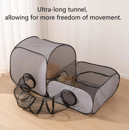 Square Gray Play Tunnel Foldable Pets Nest
