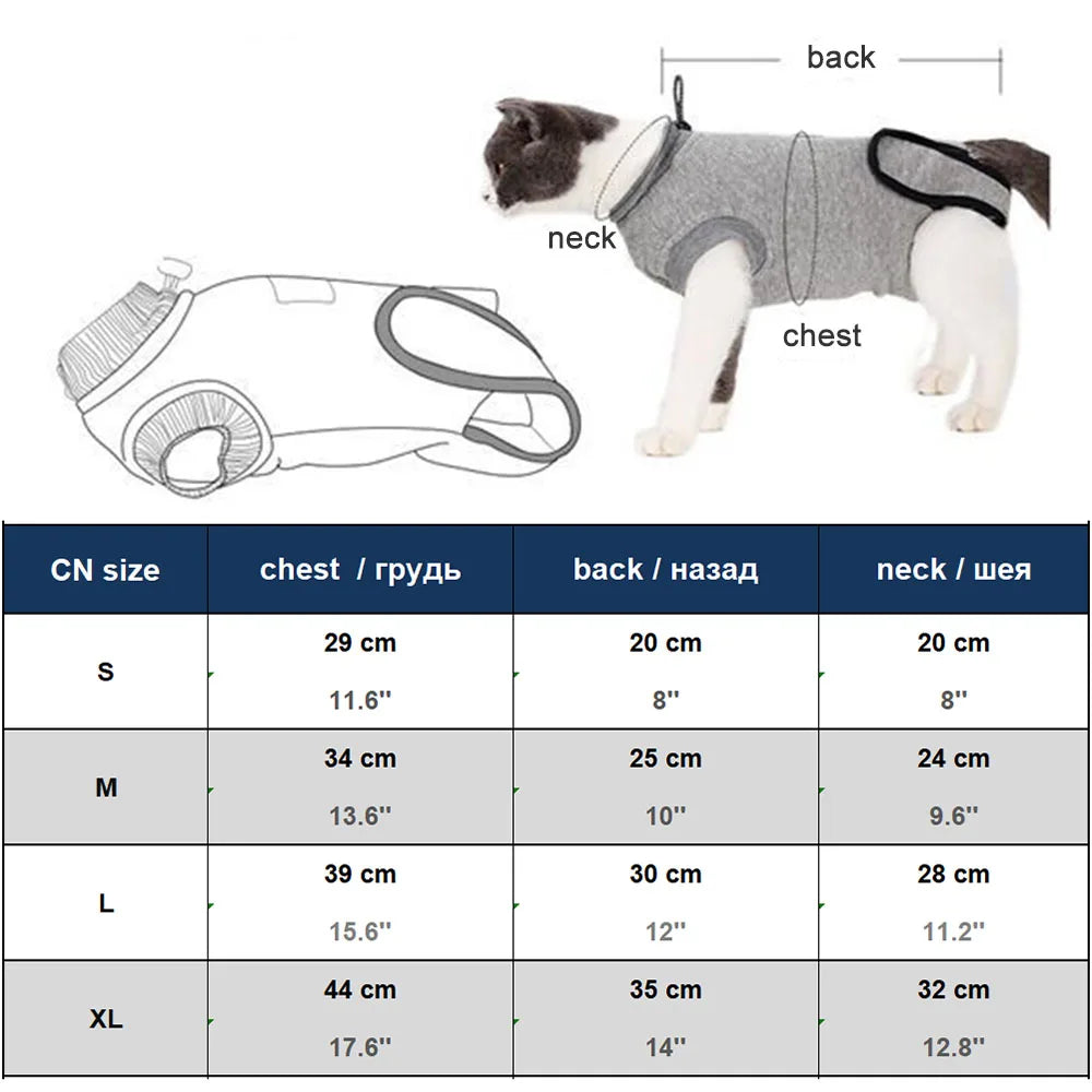 Cat Recovery Suit for Abdominal Skin Anti Licking Pajamas