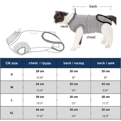 Cat Recovery Suit for Abdominal Skin Anti Licking Pajamas