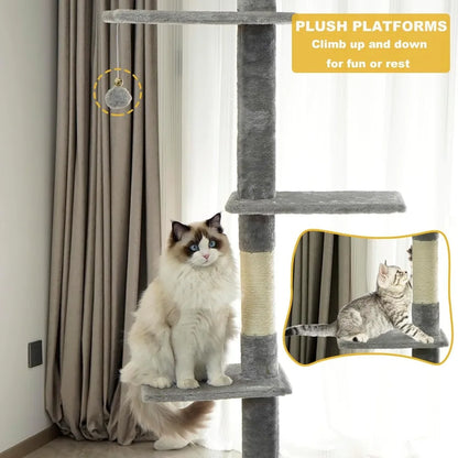 Adjustable Cat Climbing Tower Scratching Posts, Condo