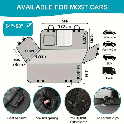 Dog Car Seat Cover Waterproof  Hammock Scratch Proof Nonslip Durable Soft Back Seat Cover for Cars Truck