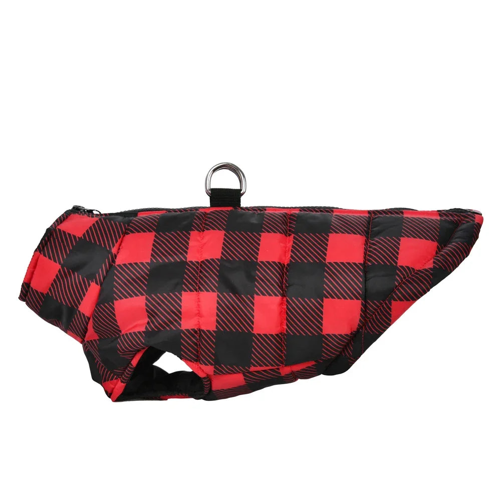 Plaid Print Jacket With Zipper Waterproof Winter