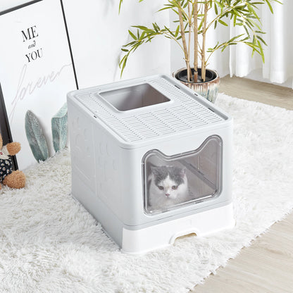 XXL Large Foldable Cat Litter Box Front Entry