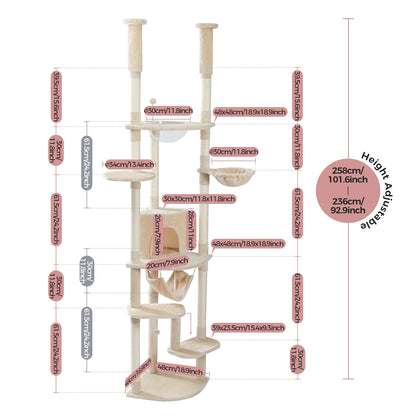 Floor to Ceiling Cat Tower, Scratching Posts, Condo, Hammock