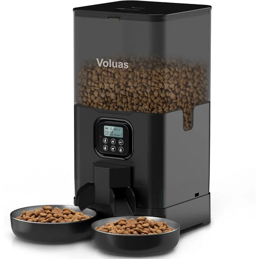 Automatic Double Pet Feeder with 2 Stainless Steel Bowls