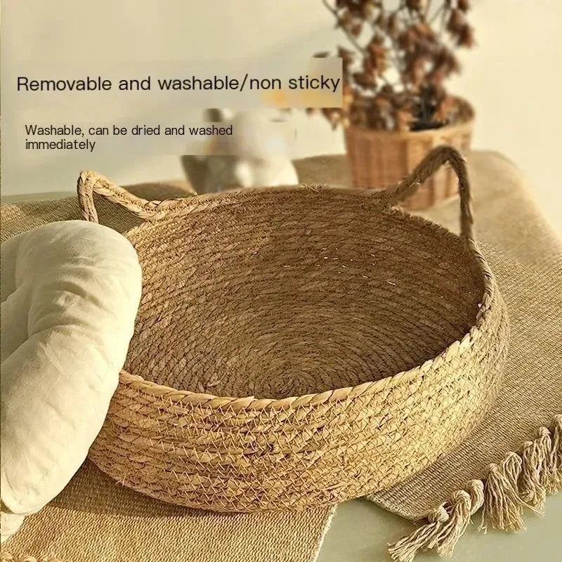 Rattan Cat Nest Universal Warm Pad Removable Washable