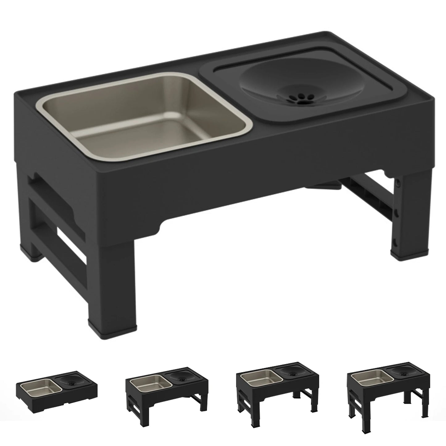 Slow Feed/Water Bowls Anti Knock Adjustable Height
