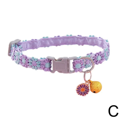 Adjustable Colorful Lace Flower Cat Collar With Bell