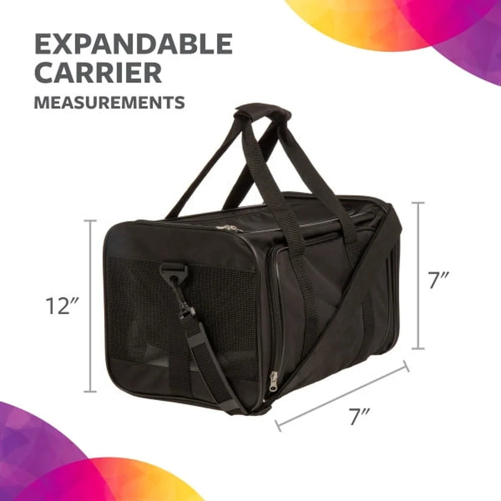 Expandable Pet Travel Airplane Compliant Zippered Mesh Panels Medium