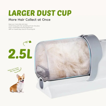 Dog Grooming Kit, 2.5L Pet Hair Vacuum, 5-In-1 Electric Clippers