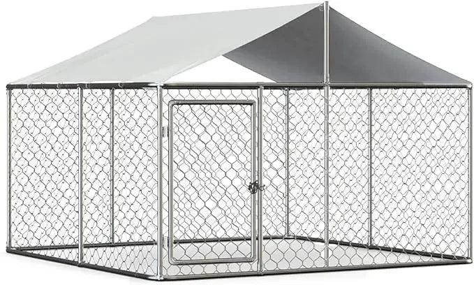 Large Outdoor Kennel Fully Covered Roof Metal Galvanized