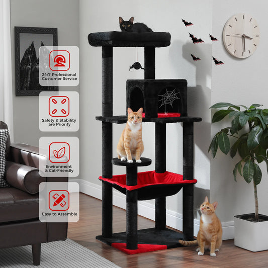Gothic Cat Tower Large Hammock, Scratching Post Cozy Condo Top Perch