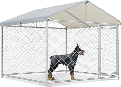 Large Outdoor Kennel Fully Covered Roof Metal Galvanized