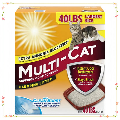 2-Pack Multi-Cat Clumping Litter 40lb, Superior Odor Control