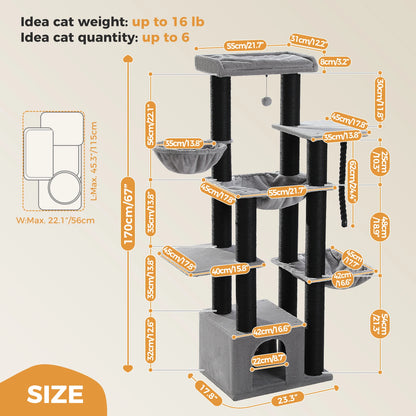 Large Cats, Tower with Several Levels, Hammock, Perch