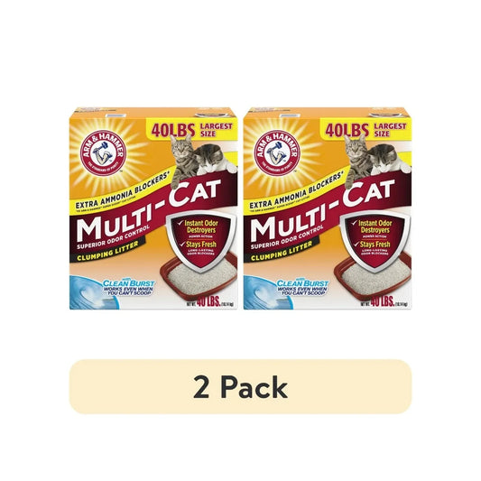 2-Pack Multi-Cat Clumping Litter 40lb, Superior Odor Control