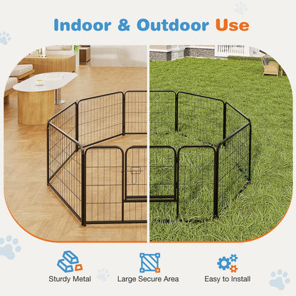8 Panel Dog Fence Exercise for Yard Heavy Duty