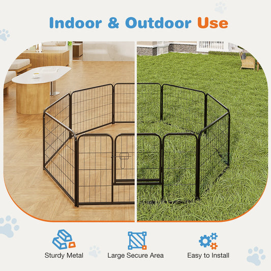 8 Panel Dog Fence Exercise for Yard Heavy Duty