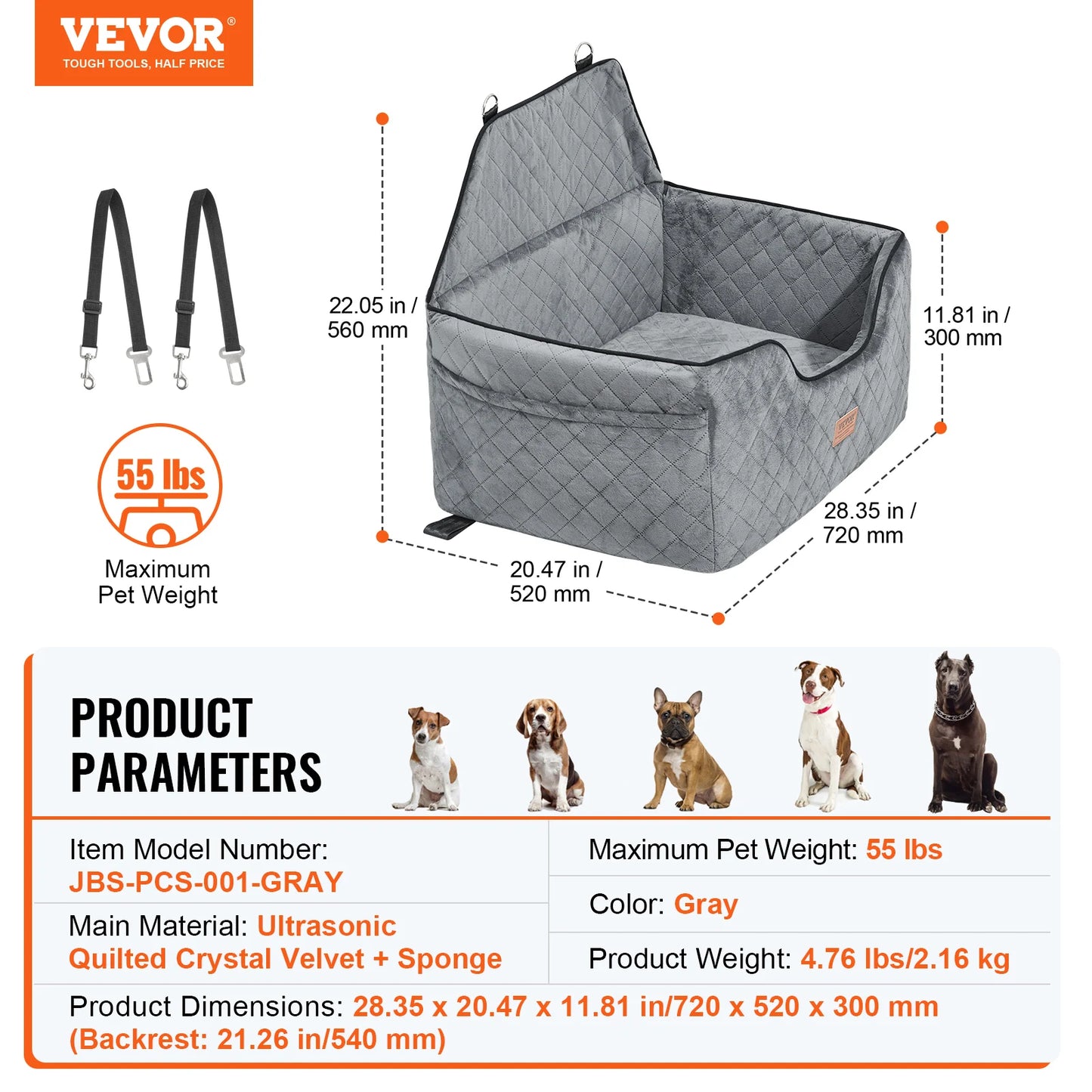 Dog Booster Seat for Car, Storage Pocket