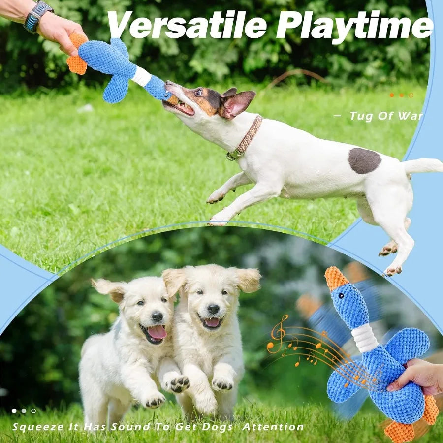 Goose Dog Toy for Aggressive Chewers Crinkle Squeaky