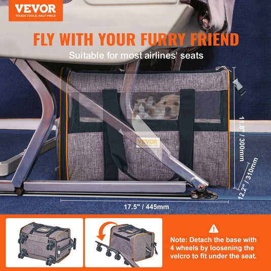 Carrier with Wheels for Pets under 22 lbs,