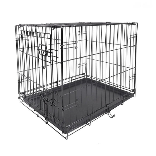 Single Door Folding Dog Crate Durable Metal Frame