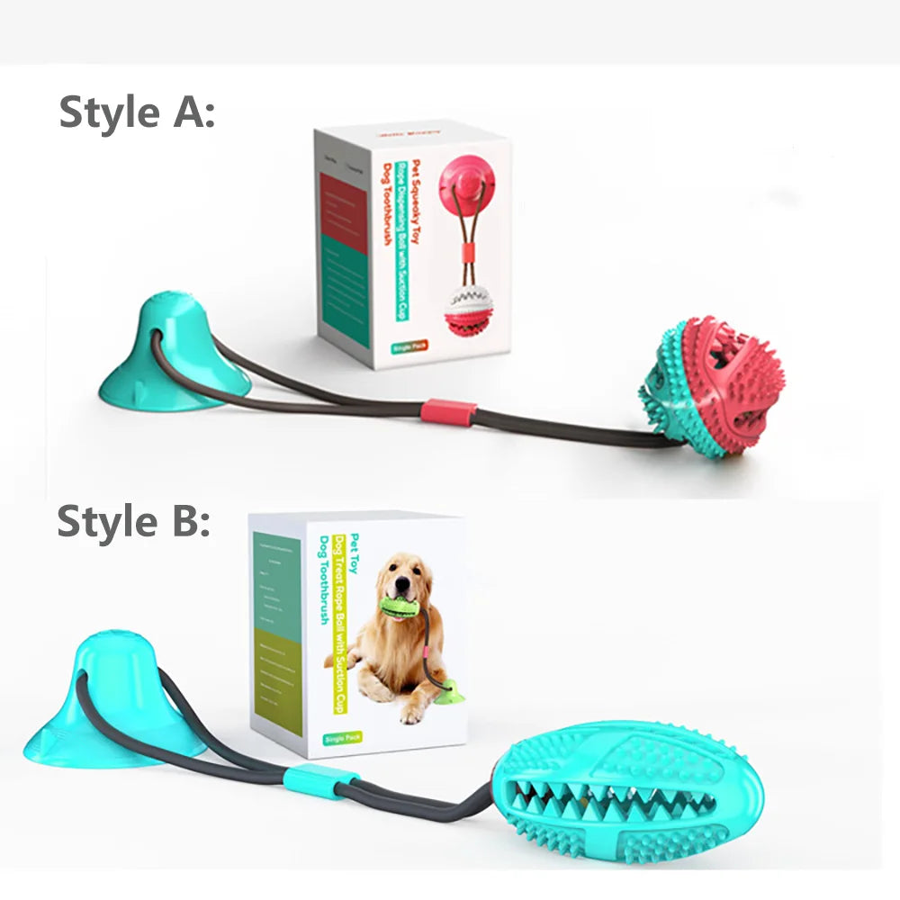 Silicon Suction Cup Tug Interactive Dog Ball Toy