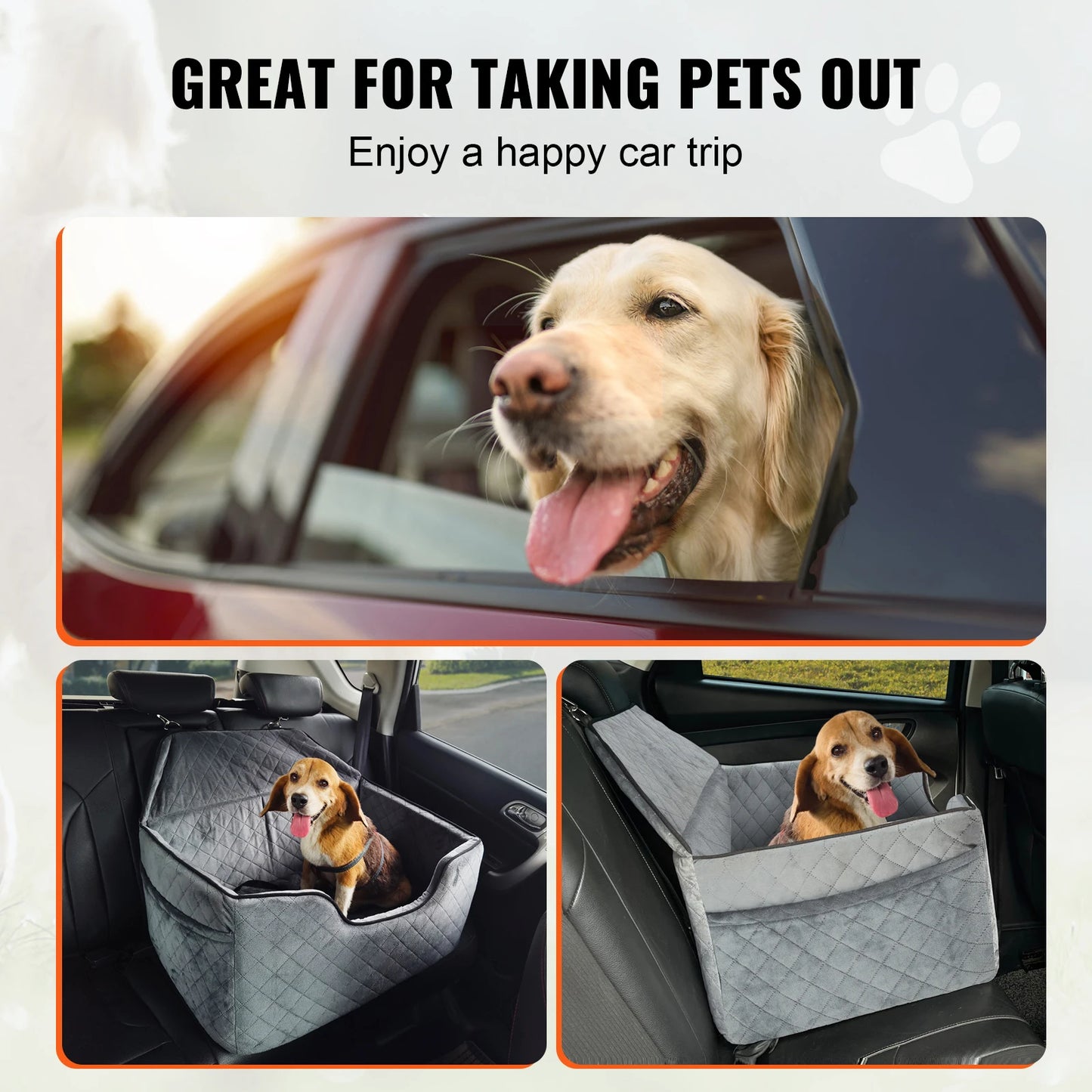 Dog Booster Seat for Car, Storage Pocket