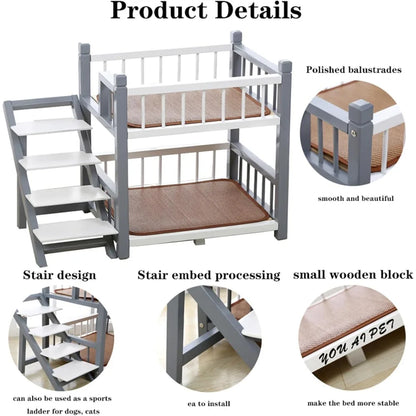 Dog Bunk Bed with Stairs