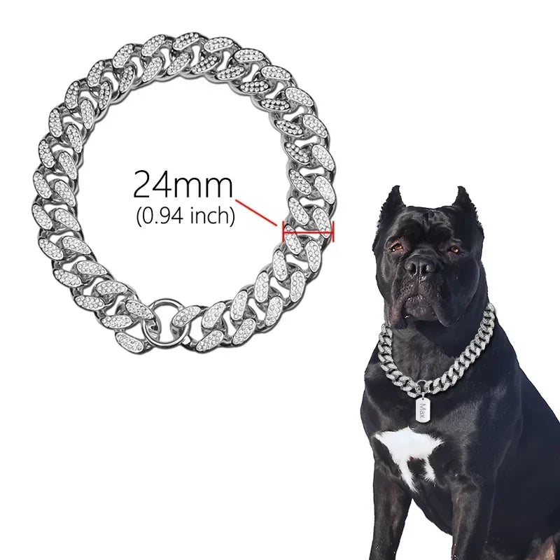 Plastic Dog Collar Chain Sparkle Necklace Bling