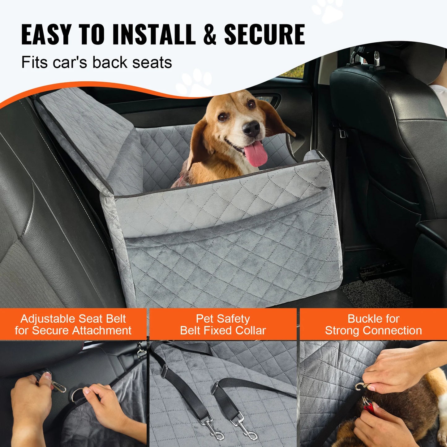 Dog Booster Seat for Car, Storage Pocket