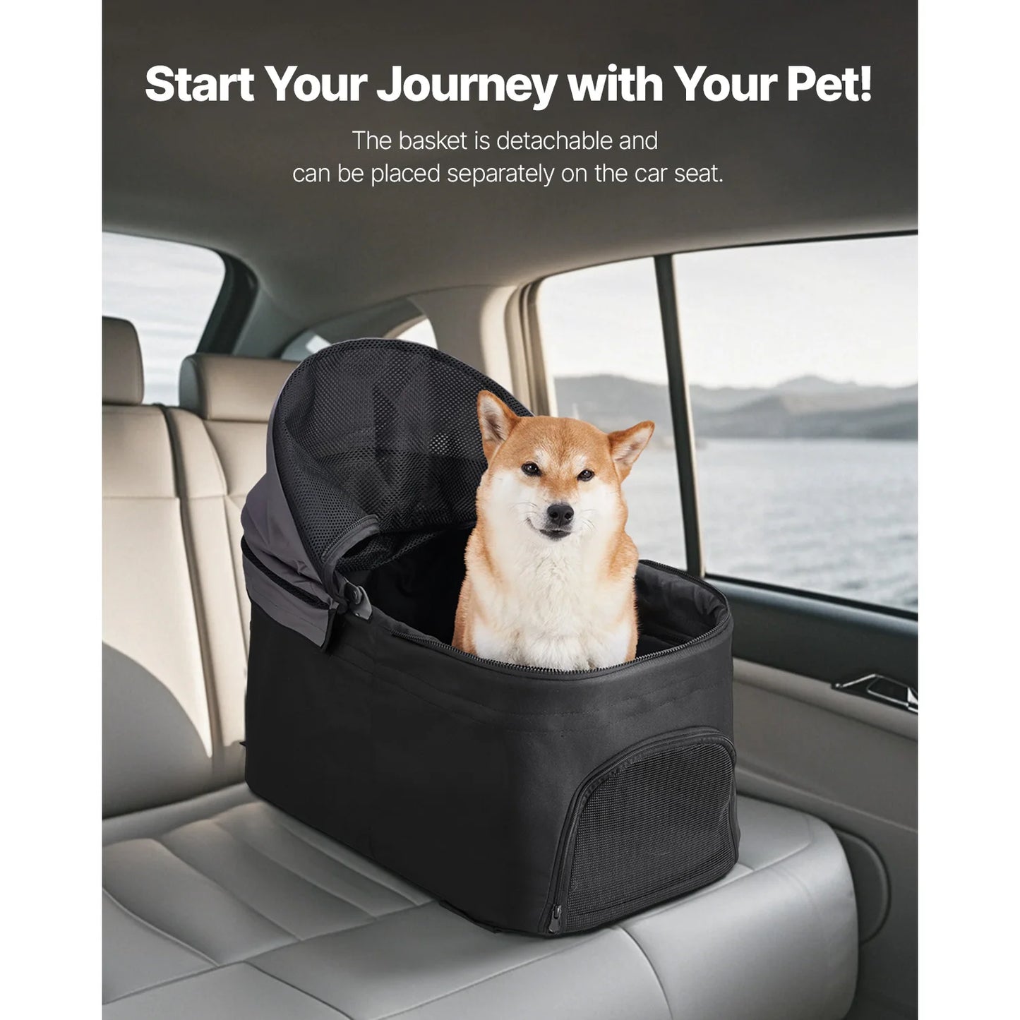 Pet Stroller/35 lbs Weight Capacity/Detachable Mesh Carrier