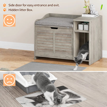 Wood Litter Box Enclosure with Cat Scratch Pad