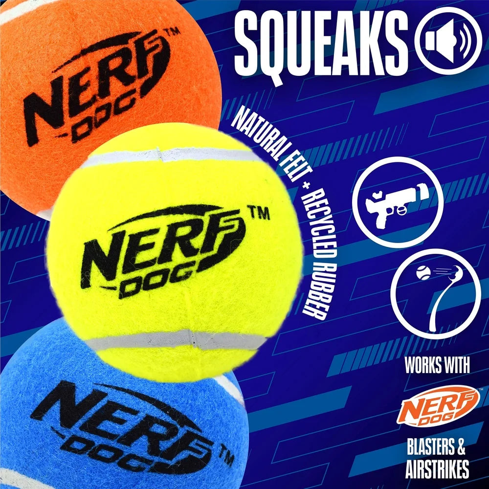 Squeaky Tennis Ball  3-Pack Durable Chewable Floatable