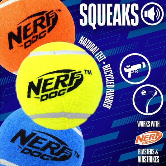 Squeaky Tennis Ball  3-Pack Durable Chewable Floatable