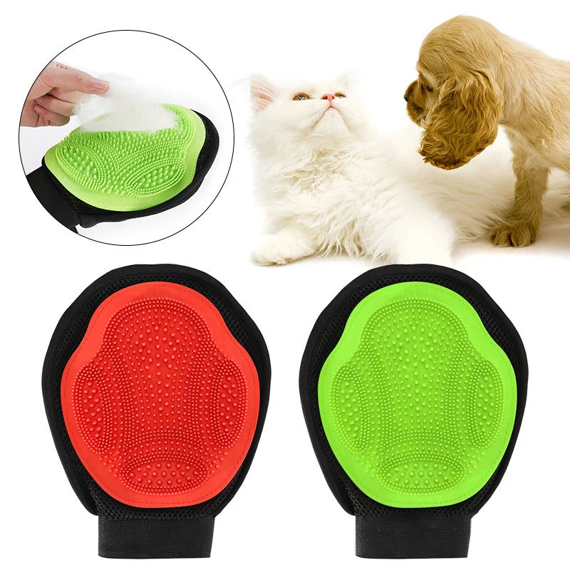 Pet Bath Massage Glove De-shedding Brush
