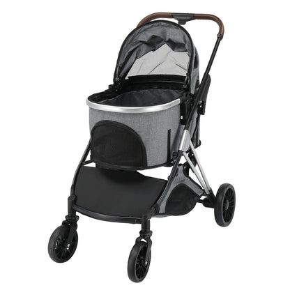Folding Lightweight Dog Stroller Detachable Carrier Storage