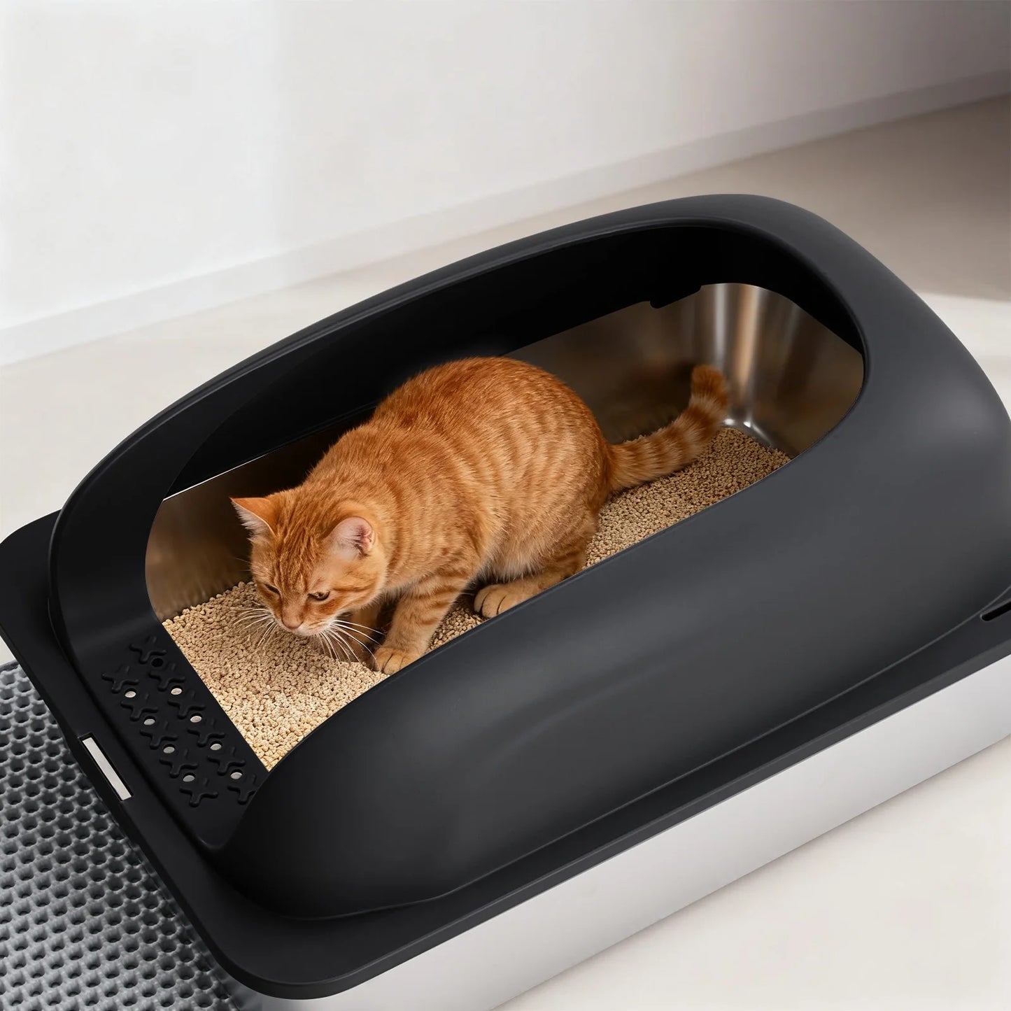 Cat Litter Box for Big Cats Anti-Urine Leakage Scoop and Mat Included