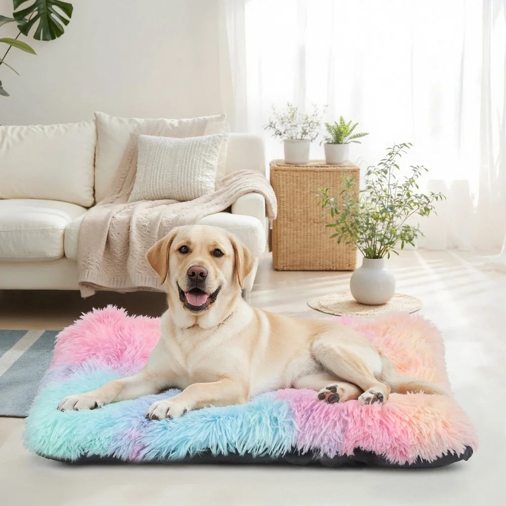 Large Dog Bed Fluffy Plush Washable Non-Slip Bottom