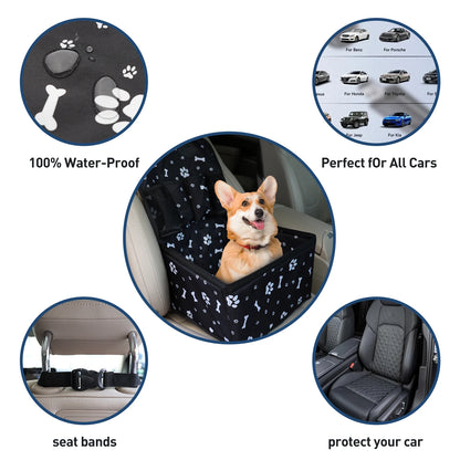 Pet Car Seat Portable, Storage Pockets, Non-Slip Waterproof