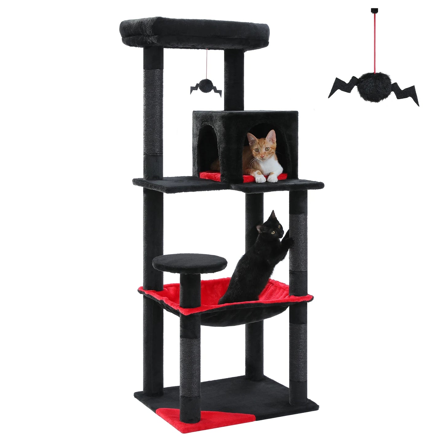 5-Level Cat Tower Hammock Sisal Covered Scratching Posts