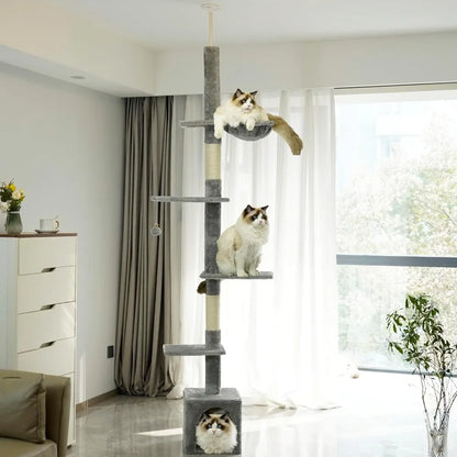 Adjustable Cat Climbing Tower Scratching Posts, Condo