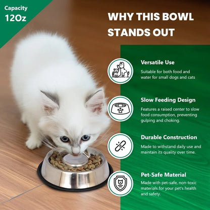 Slow Feed Stainless Steel Bowl Non-Skid