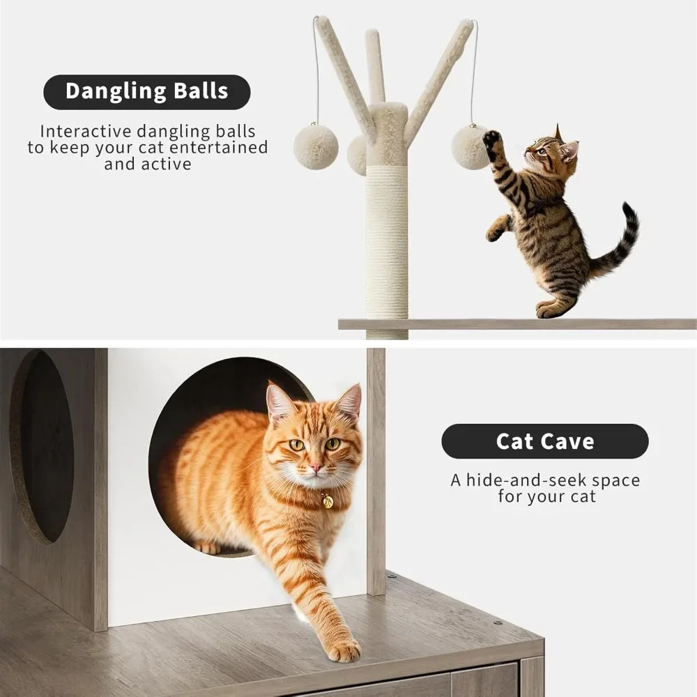 Cat Tree with Litter Box, Tower Condo