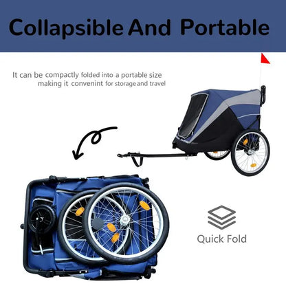 2-in-1 Pet Bike Trailer & Push Cart with Detachable Hitch