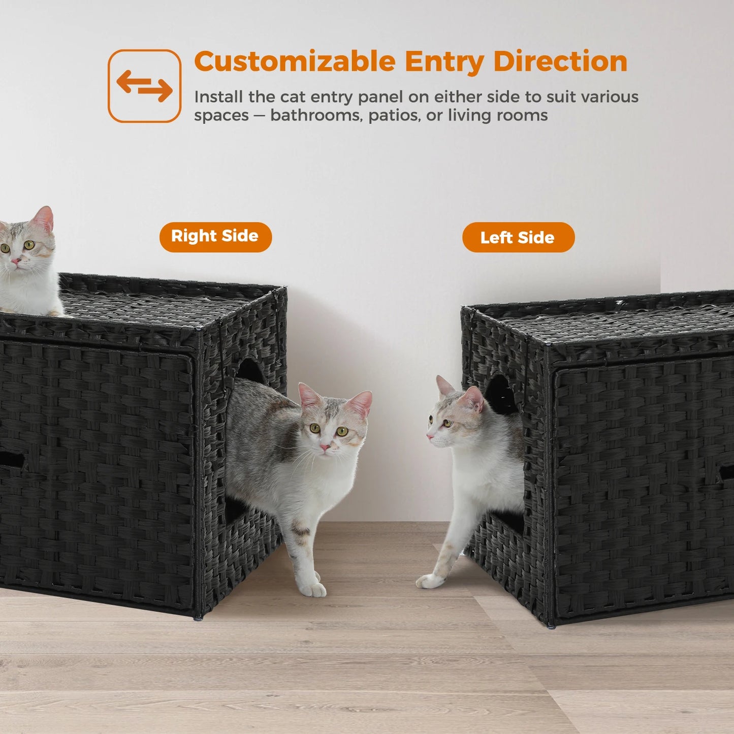 Rattan Cat Litter Box Enclosure: Taller Doorway